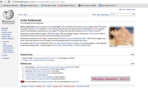 Wikipedia'daki Sarkeesian sayfasına yapılan saldırı.